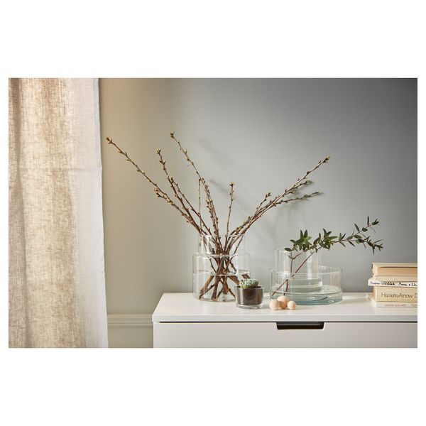 Ваза/миска, 3 шт, прозрачное стекло IKEA ЦИЛИНДР 203.775.15 - схема-чертеж с размерами