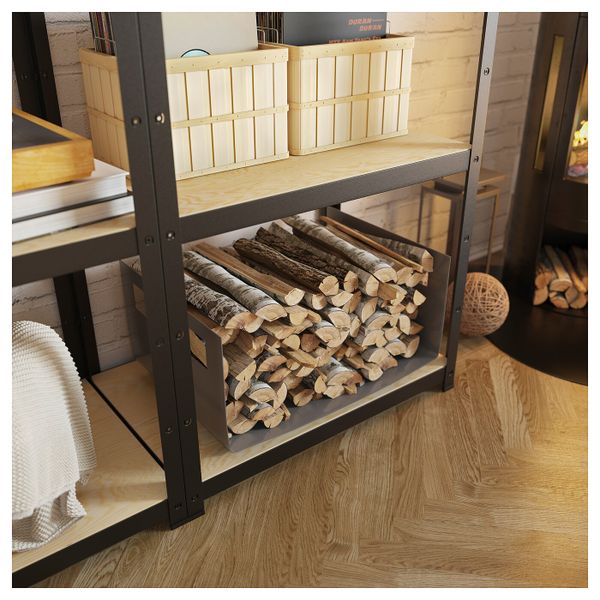 3 секции/полки, черный-дерево 254x55x190 см IKEA BROR БРУР 692.727.05 - фото 7