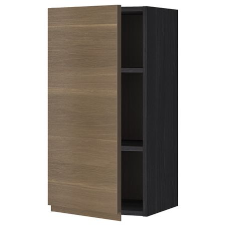 Шкаф навесной с полкой, черный/Воксторп грецкий орех 40x80 см IKEA МЕТОД 692.247.76