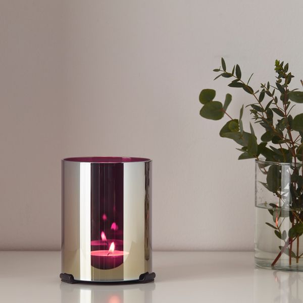 Фонарь для свечи в металлической подставке, сиреневый, золотой, 16 см IKEA НЬЮТБАР 003.500.36 - фото 2