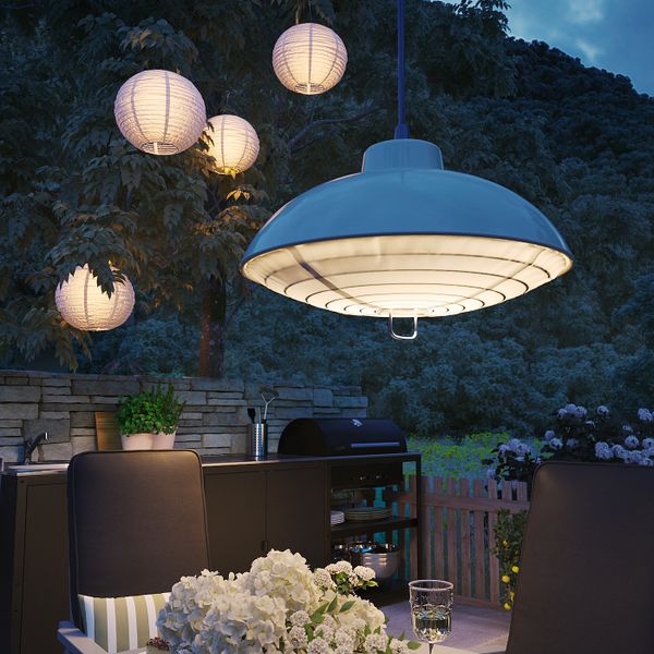 Подвесная светодиодная лампа, для сада/бежевый 38 см IKEA SOLVINDEN СОЛВИДЕН 804.869.41 - схема-чертеж с размерами