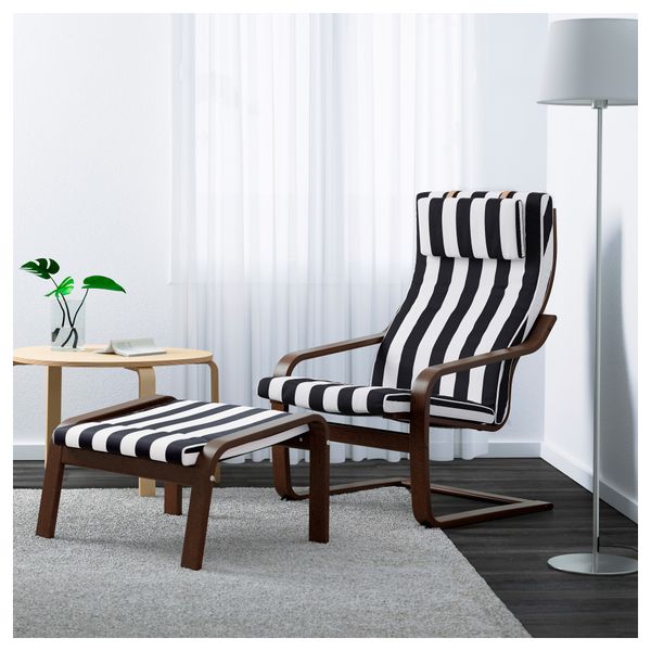 Кресло ПОЭНГ, коричневый, Стенли черный/белый - фото 2