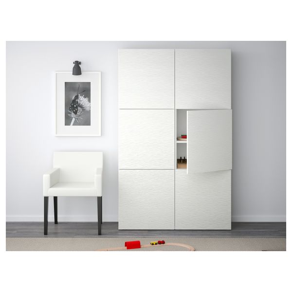 Комбинация для хранения с дверцами БЕСТО, Лаксвикен белый (120x40x192 см) - фото 2