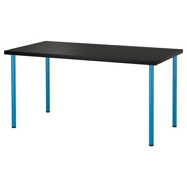 Стол ЛИННМОН / АДИЛЬС, черно-коричневый, синий (150x75 см) - фото 1