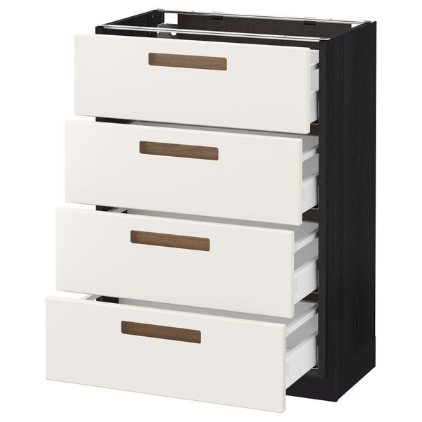 Напольный шкаф 4 фронтальных панели, 4 ящика МЕТОД / МАКСИМЕРА, черный, Мэрста белый - схема-чертеж с размерами