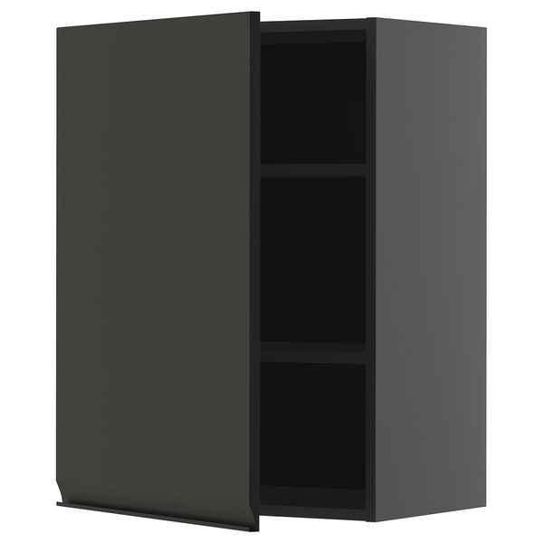 Навесной шкаф с полками, черно-серый, Upplöv матовый антрацит, 60x80 см IKEA METOD МЕТОД 195.881.61 - фото 1
