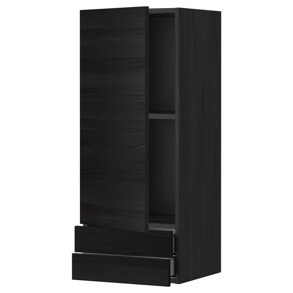 Навесной шкаф с дверцей, 2 ящика МЕТОД / МАКСИМЕРА, черный, Тингсрид черный - фото 1