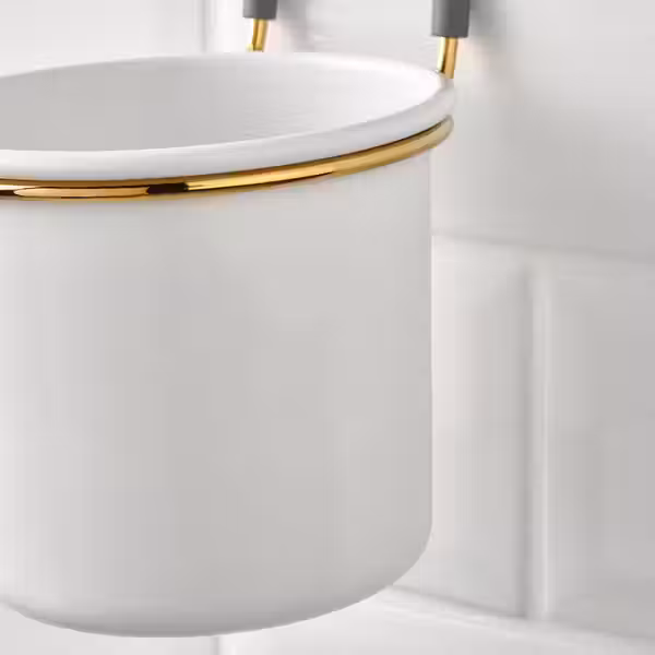 HULTARP Контейнер - белый/желтая медь полированный 14x16 см - фото 3