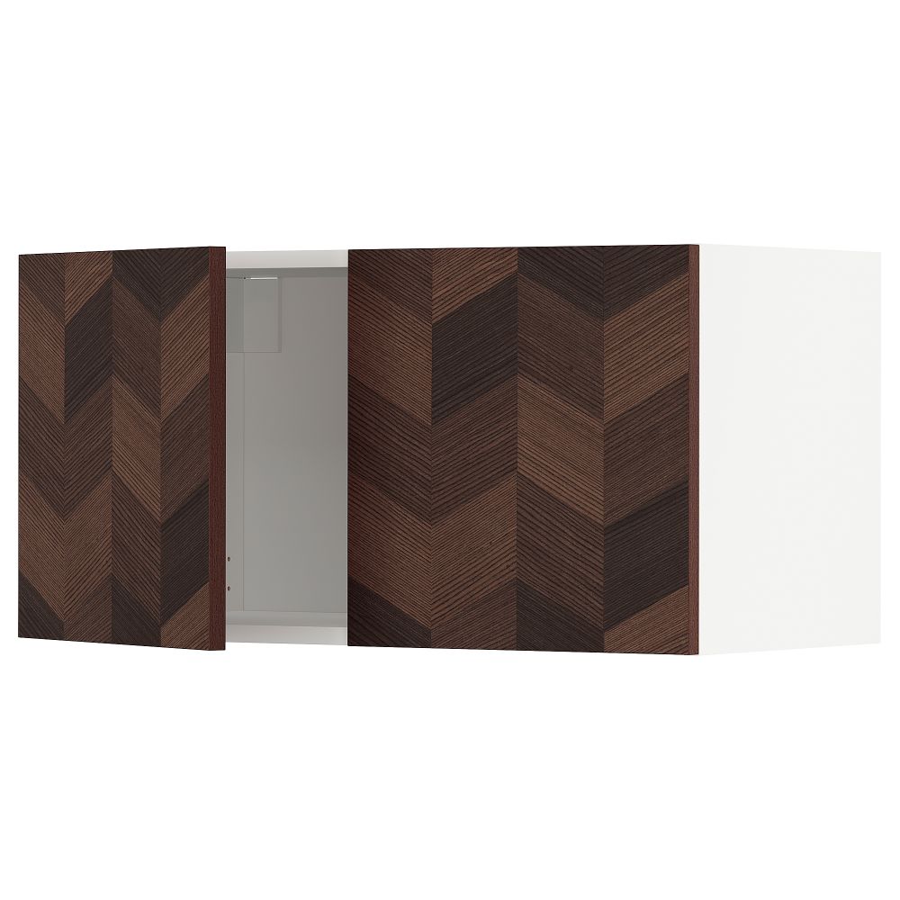 Навесной шкаф с 2 дверцами, белый Hasslarp, коричневый с рисунком, 80x40 см IKEA METOD МЕТОД 094.582.97 - фото 1