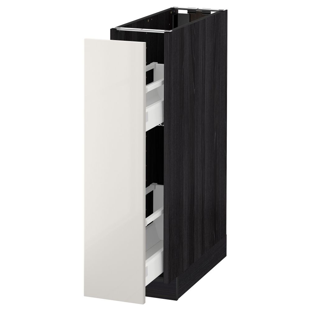 Напольный шкаф, выдвижной внутрений элемент МЕТОД, черный, Рингульт светло-серый (20x60 см) - схема-чертеж с размерами