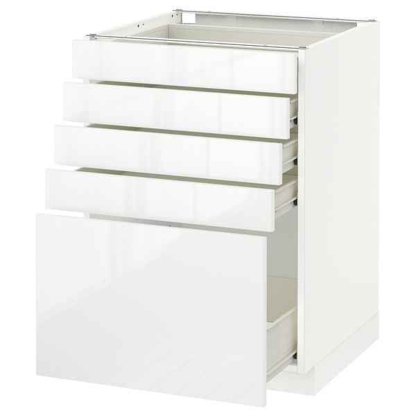 Напольный шкаф с 5 ящиками МЕТОД / ФОРВАРА, белый, Рингульт белый - схема-чертеж с размерами