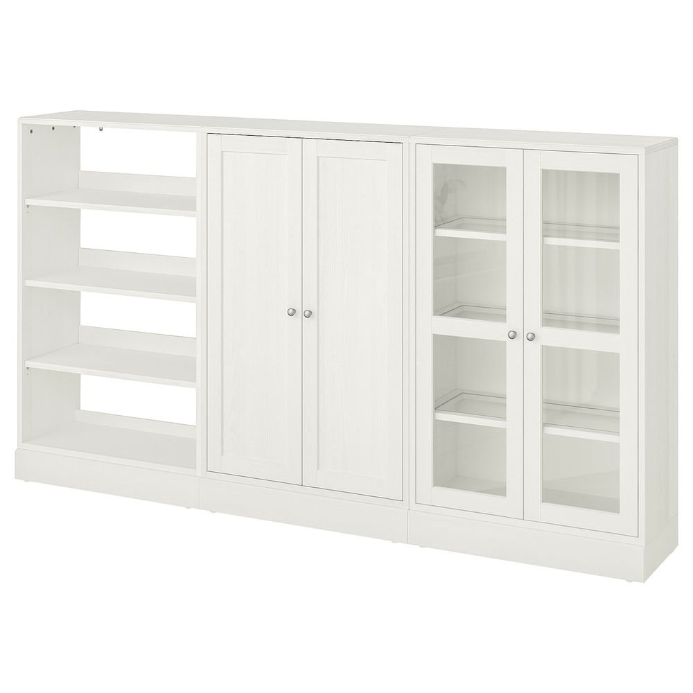 Комбинация для хранения с стеклянная двр, белый 243x37x134 см IKEA HAVSTA ХАВСТА 692.660.21 - фото 1