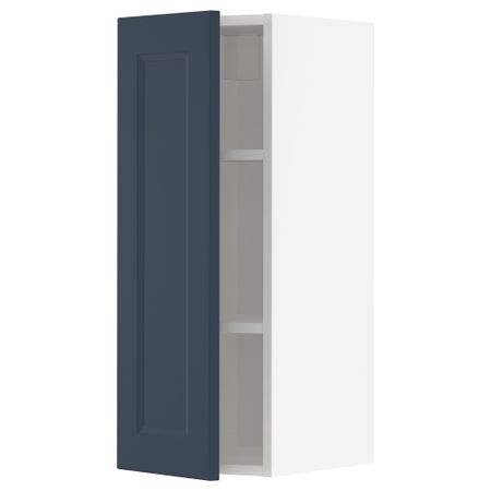 Навесной шкаф с полками, белый Axstad, матовая поверхность синий, 30x80 см IKEA METOD МЕТОД 494.600.95