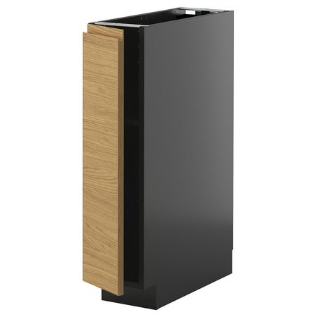 METOD Напольный шкаф с полками - черно-серый/Voxtorp под дуб 20x60 см