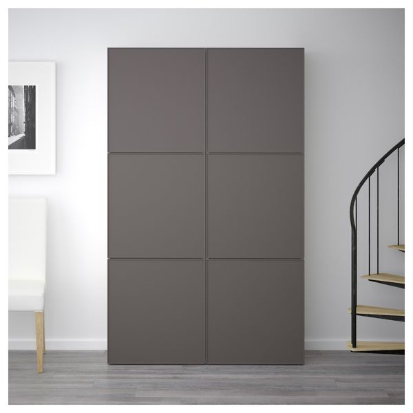 Комбинация для хранения с дверцами БЕСТО, белый, Грундсвикен темно-серый - фото 2