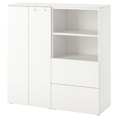 Комбинация для хранения, белый/белый 120x42x123 см IKEA SMÅSTAD СМОСТАД / OPPHUS ОПХУС 194.288.27