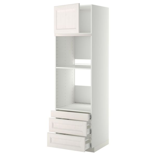 Высокий шкаф для духовки комбинированный, духовка + дверца, 3 ящика МЕТОД / МАКСИМЕРА, белый, Лаксарби белый - фото 1