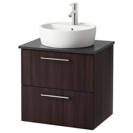 Шкаф п-раковину/столешн45/раковина ГОДМОРГОН/АЛДЕРН / ТОРНВИКЕН, черно-коричневый, черный (62x49x74 см)