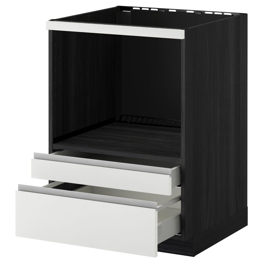 Напольный шкаф для комбинирования СВЧ, ящики МЕТОД / МАКСИМЕРА, черный, Нодста белый (60x60 см) - схема-чертеж с размерами