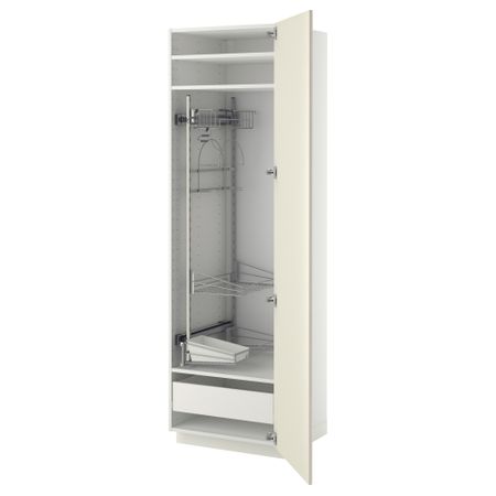 Высокий шкаф с отделением для аксессуаров, для уборки МЕТОД / ФОРВАРА, белый, Будбин белый с оттенком