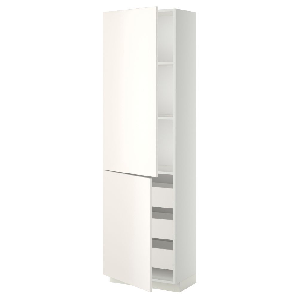 Высокий шкаф + полки, 3 ящика, 2 дверцы МЕТОД / ФОРВАРА, белый, Веддинге белый - фото 1