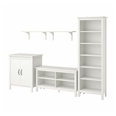Шкаф для ТВ, комбинация, белый 267x48x190 см IKEA BRUSALI БРУСАЛИ / BERGSHULT БЕРГСХУЛЬТ 093.987.03