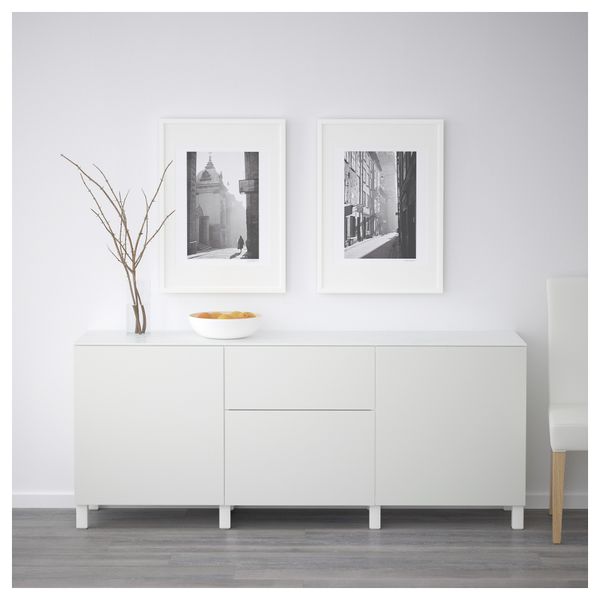 Комбинация для хранения с дверцами, ящиками БЕСТО, Лаппвикен белый (180x42x74 см) - схема-чертеж с размерами