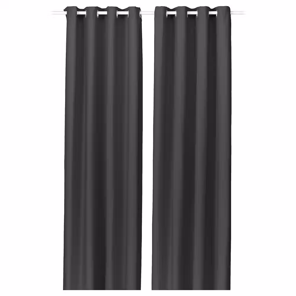 GINSTMOTT ГИНСТМОТТ Гардины, 2 шт. - темно-серый/с петельками 145x300 см - фото 1