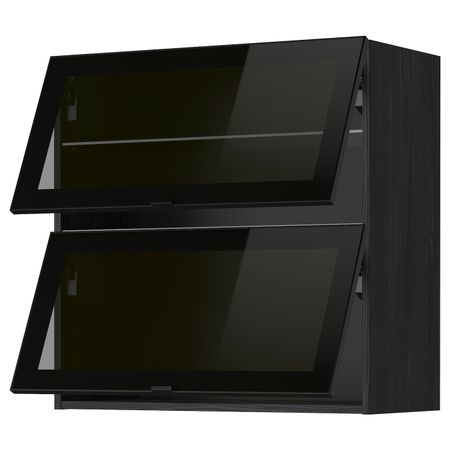 Навесной горизонтальные шкаф, 2 зеркальная дверц, черный, Ютис дымчатое стекло 80x80 см IKEA МЕТОД 393.306.17