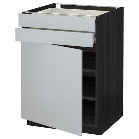 Напольный шкаф с дверцей, 2 ящиками МЕТОД / ФОРВАРА, черный, Веддинге серый