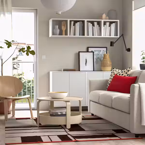 RASTPLATS РАСТПЛАТС Ковер, безворсовый - ручная работа бежевый/чёрный 170x240 см - фото 4