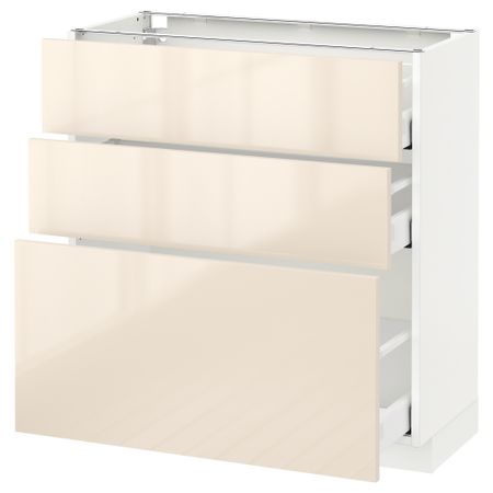 Напольный шкаф с 3 ящиками МЕТОД / МАКСИМЕРА, белый, Рингульт кремовый