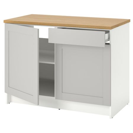 Напольный шкаф с дверцами и ящиком, серый 120 см IKEA KNOXHULT КНОКСХУЛЬТ 103.485.14