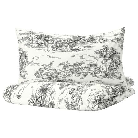 Пододеяльник и 1 наволочка, белый, серый 150x200/50x70 см IKEA STJÄRNRAMS СТЭРНРАМС 904.804.63