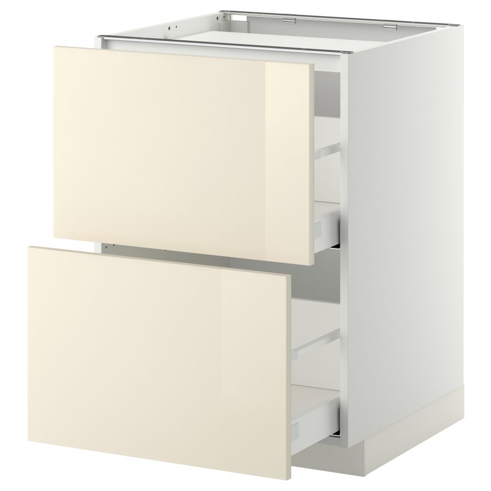 Напольный шкаф, 2 фронтальных панели, 3 ящика МЕТОД / МАКСИМЕРА, белый, Рингульт кремовый - фото 1
