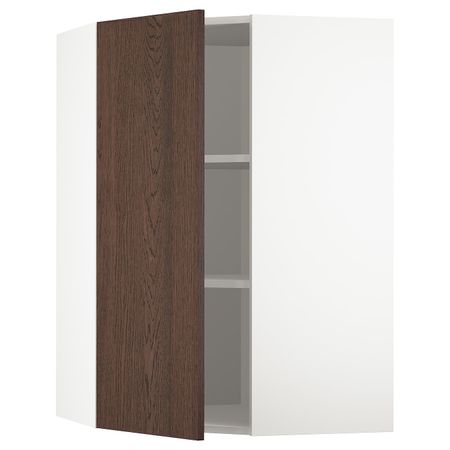 Угловой навесной шкаф с полками, белый/Синарп коричневый 68x100 см IKEA METOD МЕТОД 694.045.22