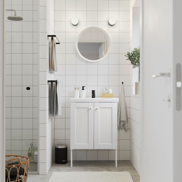 Шкаф под раковину с 2 дверец, Йельсен белый/Сальен смеситель 64x43x88 см IKEA FISKÅN ФИСКОН / TVÄLLEN ТВЭЛЛЕН 494.304.33 - фото 2