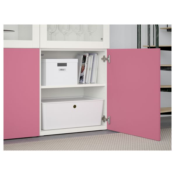 Комбинация для хранения со стеклянными дверцами БЕСТО, Лаппвикен розовый, Синдвик белый прозрачное стекло (120x40x192 см) - схема-чертеж с размерами