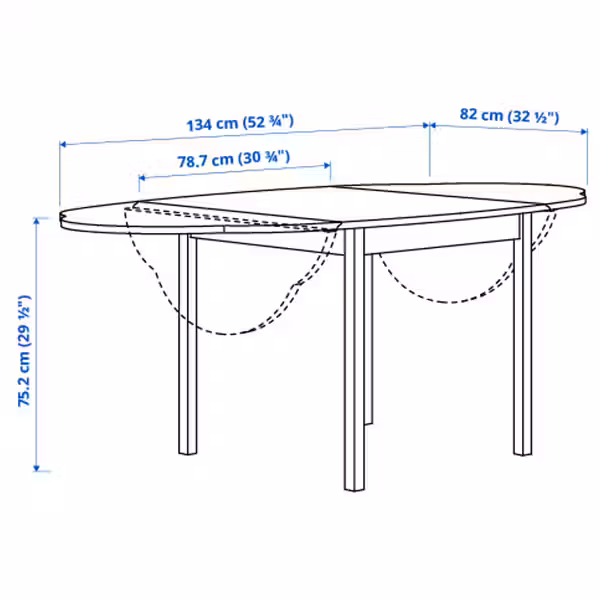 OMMJÄNGE ОММЬЕНГЕ Стол c откидными полами - сосна/морилка синий 134x82 см - фото 5