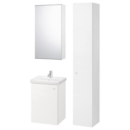 Комплект мебели для ванной,7 предм., белый/ПИЛКОН смеситель 44x43x65 см IKEA FISKÅN ФИСКОН / TVÄLLEN ТВЭЛЛЕН 394.360.77