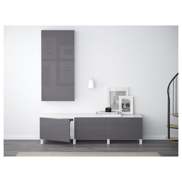 Навесной шкаф с 2 дверями БЕСТО, белый, Сельсвикен глянцевый/серый (60x20x128 см) - схема-чертеж с размерами