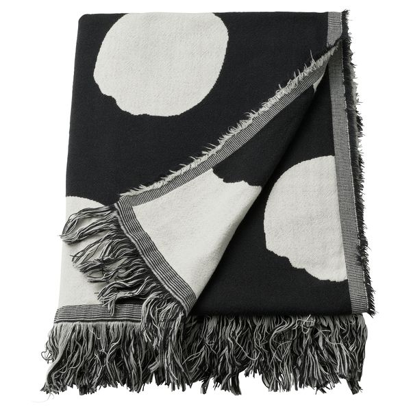 Плед, черный-белый, 130x170 см IKEA KLYNNETÅG 105.722.25 - схема-чертеж с размерами