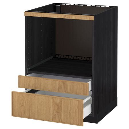 Напольный шкаф для комбинирования СВЧ, ящики МЕТОД / МАКСИМЕРА, черный, Экестад дуб (60x60 см)