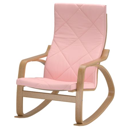 Кресло-качалка ПОЭНГ, дубовый шпон, Эдум розовый