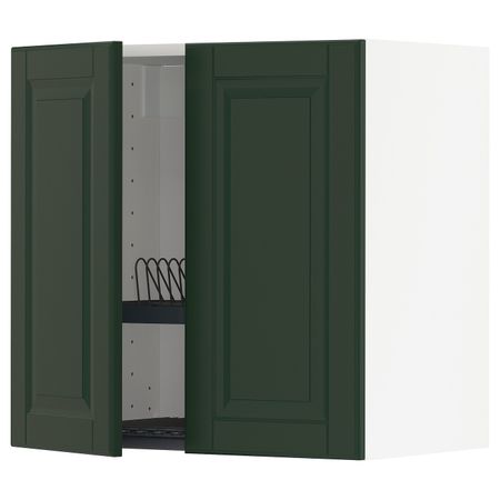 Навесной шкаф с сушилкой/2дверцы, белый/Будбин темно-зеленый 60x60 см IKEA METOD МЕТОД 494.462.88
