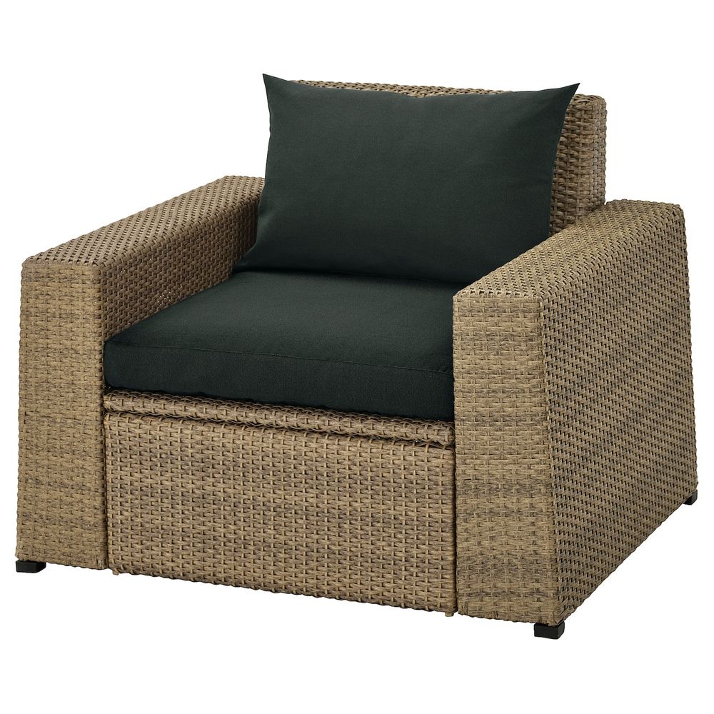 Садовое кресло, коричневый/Холло черный IKEA СОЛЛЕРОН 592.611.37 - фото 1