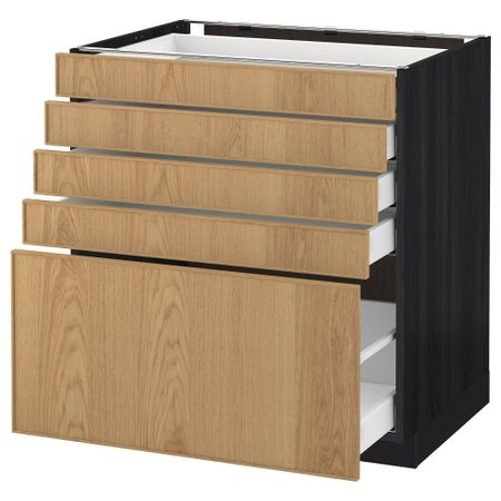 Напольный шкаф с 5 ящиками МЕТОД / МАКСИМЕРА, черный, Экестад дуб