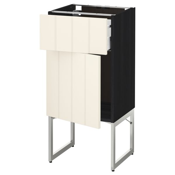 Напольный шкаф с ящиком, дверью МЕТОД / МАКСИМЕРА, черный, Хитарп белый с оттенком - схема-чертеж с размерами