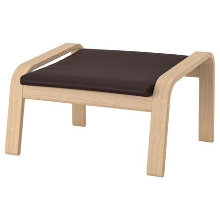 Табурет для ног, дубовый шпон, беленый/Глосе темно-коричневый IKEA POÄNG ПОЭНГ 792.817.09
