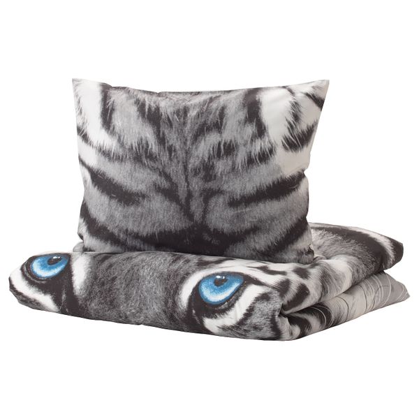 Пододеяльник и 1 наволочка, тигр/серый 150x200/50x70 см IKEA URSKOG УРСКОГ 203.938.55 - схема-чертеж с размерами